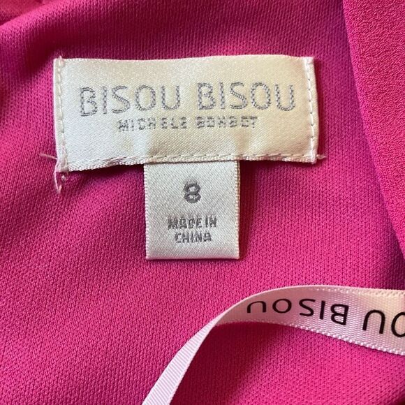 Bisou Bisou Barbie pink off/cold shoulder body con classic dress Sz 8 - Picture 9 of 14